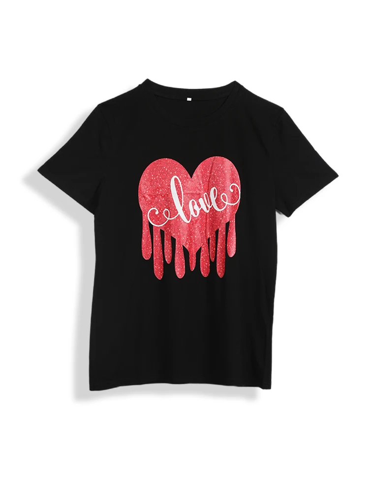 Love Heart Print Women T Shirt Fashion Black T-shirt Female Short Sleeve Graphic Tee Tops Casual T-shirts
Love Heart Print Women T Shirt Fashion Black T-shirt Female Short Sleeve Graphic Tee Tops Casual T-shirts