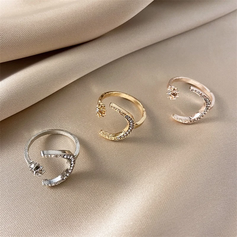 Fashion Alloy Moon Rings Star Opening Ring Accessories Buckle Joint Tail Ring For Women Rhinestone Ring Jewelry Gifts
Fashion Alloy Moon Rings Star Opening Ring Accessories Buckle Joint Tail Ring For Women Rhinestone Ring Jewelry Gifts