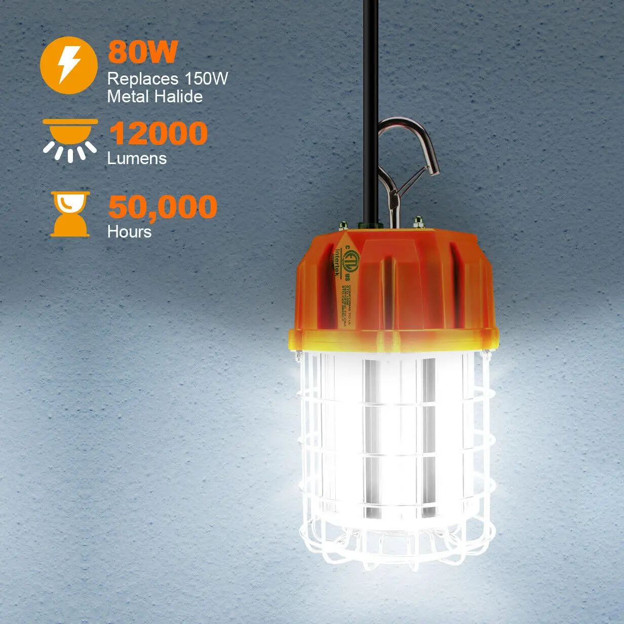 80W LED Temporary Work Light 12000Lm 5000K Daylight ETL Listed Job site Light for Construction Garage Work Shop Area Lighting
80W LED Temporary Work Light 12000Lm 5000K Daylight ETL Listed Job site Light for Construction Garage Work Shop Area Lighting