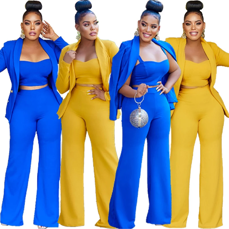 Autumn Winter Maching Sets 3 Piece Office Lady Outfit Women Long Sleeve Cardigan Blazer Top + Tank Crop Top + Long Flare Pants
Autumn Winter Maching Sets 3 Piece Office Lady Outfit Women Long Sleeve Cardigan Blazer Top + Tank Crop Top + Long Flare Pants