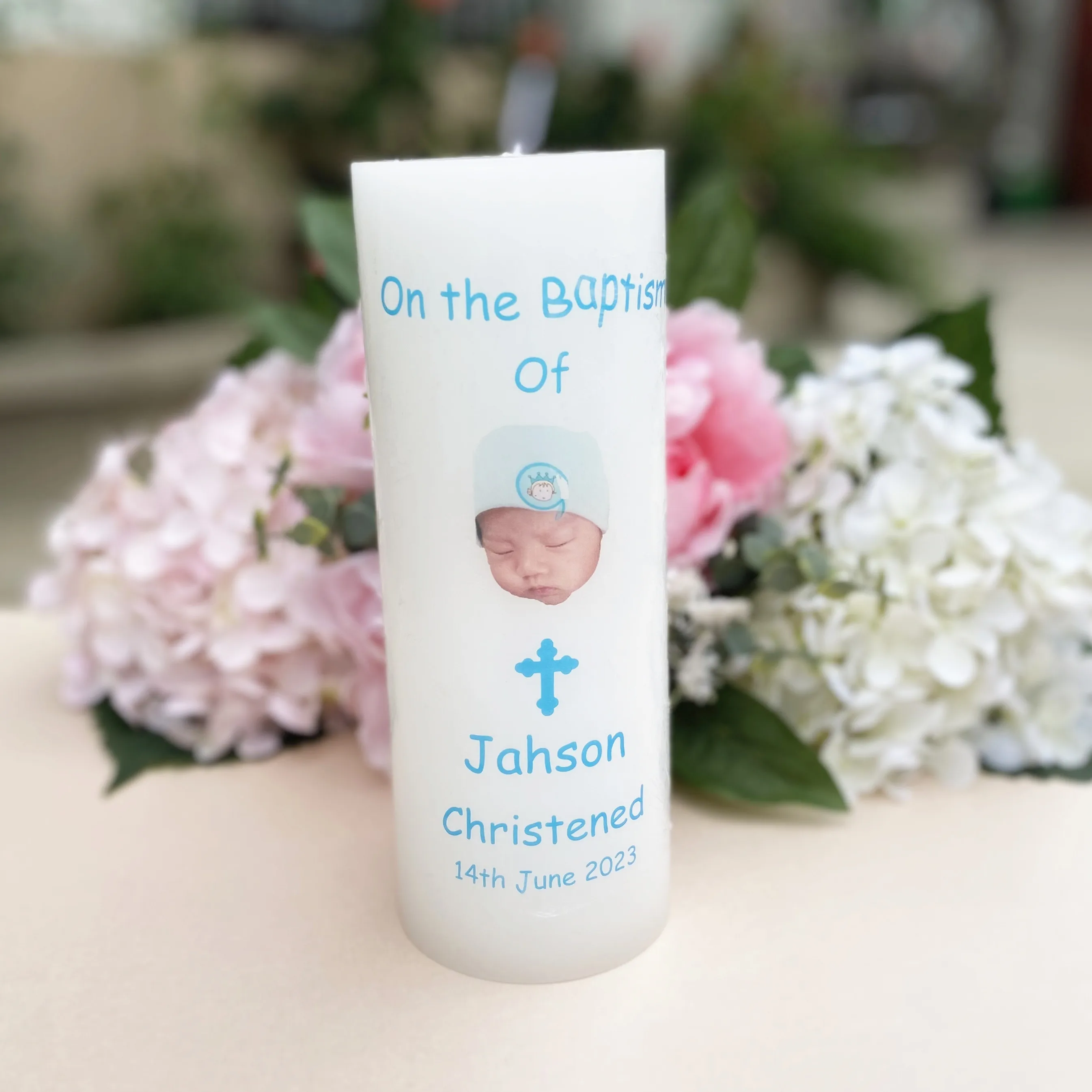Boy Blue My Baptism Photo Label Candle Vinyl Decal Custom Sticker Own Text My First Communion Candle Gifts Favors Decorations 
Boy Blue My Baptism Photo Label Candle Vinyl Decal Custom Sticker Own Text My First Communion Candle Gifts Favors Decorations