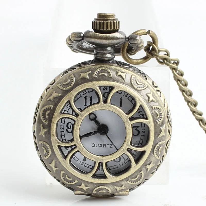 

Vintage Steampunk Hollow Bronze Quartz Pocket Watch Fob Chain Pendant Skeleton Necklace Clock Men Womens Gifts relógio de bolso