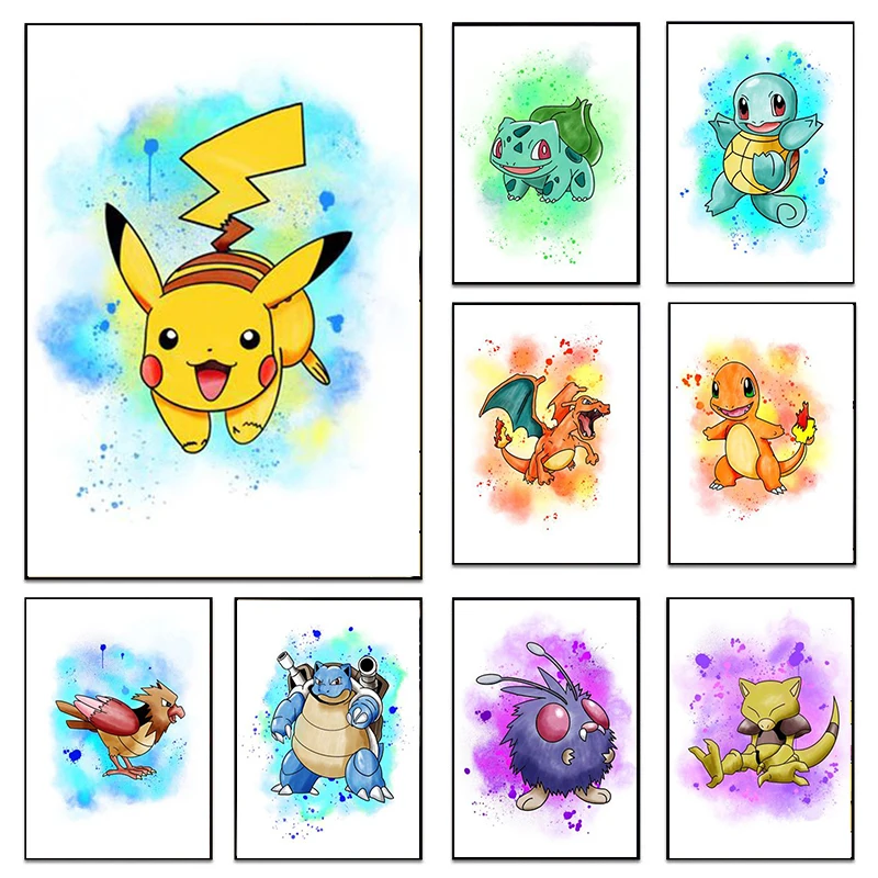 Watercolor Pokemon Anime Posters And Prints For Kids Bedroom Bulbasaur Charizard Pikachu Canvas Painting Wall Art Home Decor
Watercolor Pokemon Anime Posters And Prints For Kids Bedroom Bulbasaur Charizard Pikachu Canvas Painting Wall Art Home Decor