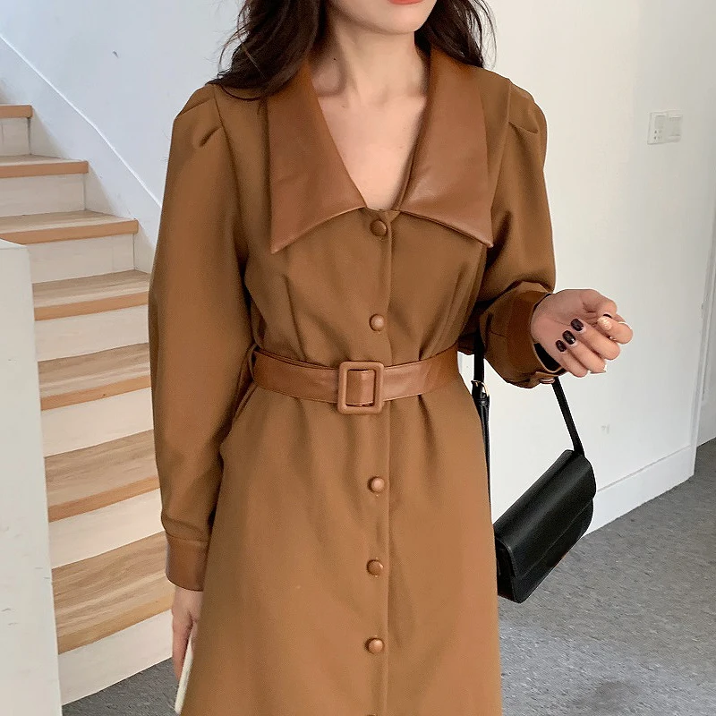 Clothland Women Chic Long Sleeve Midi Dress Single Breasted Belt Coffee Black Mid Calf Vintage Dresses Vestido Mujer QB430
Clothland Women Chic Long Sleeve Midi Dress Single Breasted Belt Coffee Black Mid Calf Vintage Dresses Vestido Mujer QB430
