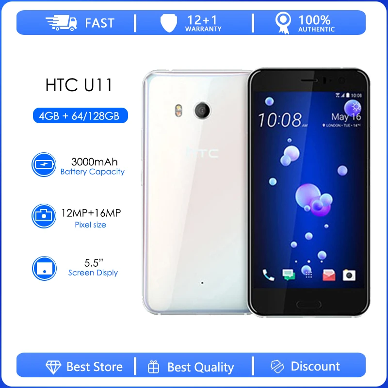 Смартфон HTC U11 Восстановленный 5 дюйма 4 + 64/128 ГБ две sim-карты 8 ядер 4G LTE 12 МП |