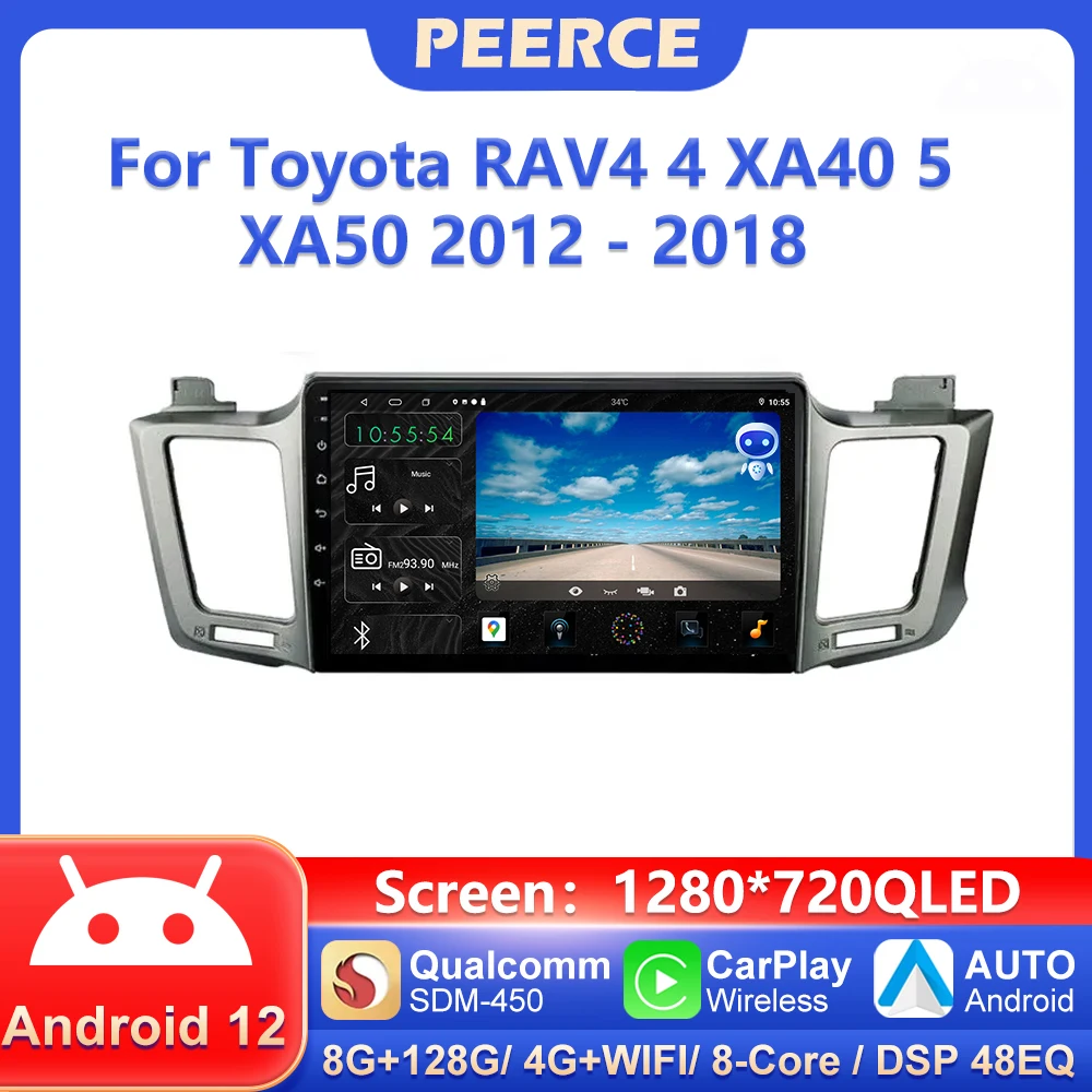 

Автомагнитола PEERCE Android 12 для Toyota RAV4 4 XA40 5 XA50 2012-2018, мультимедийный видеоплеер, навигация GBS No 2din 2 din dvd