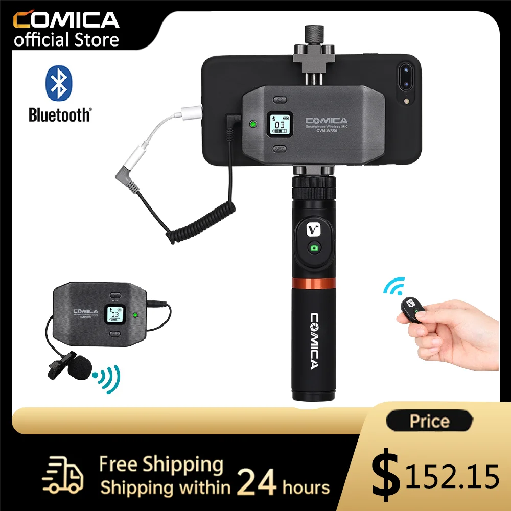 Comica CVM-WS50(A) 6-Channel UHF Wireless Microphone 197ft Range with Phone Holder + Grip + Remote Control For iPhone Samsung
Comica CVM-WS50(A) 6-Channel UHF Wireless Microphone 197ft Range with Phone Holder + Grip + Remote Control For iPhone Samsung