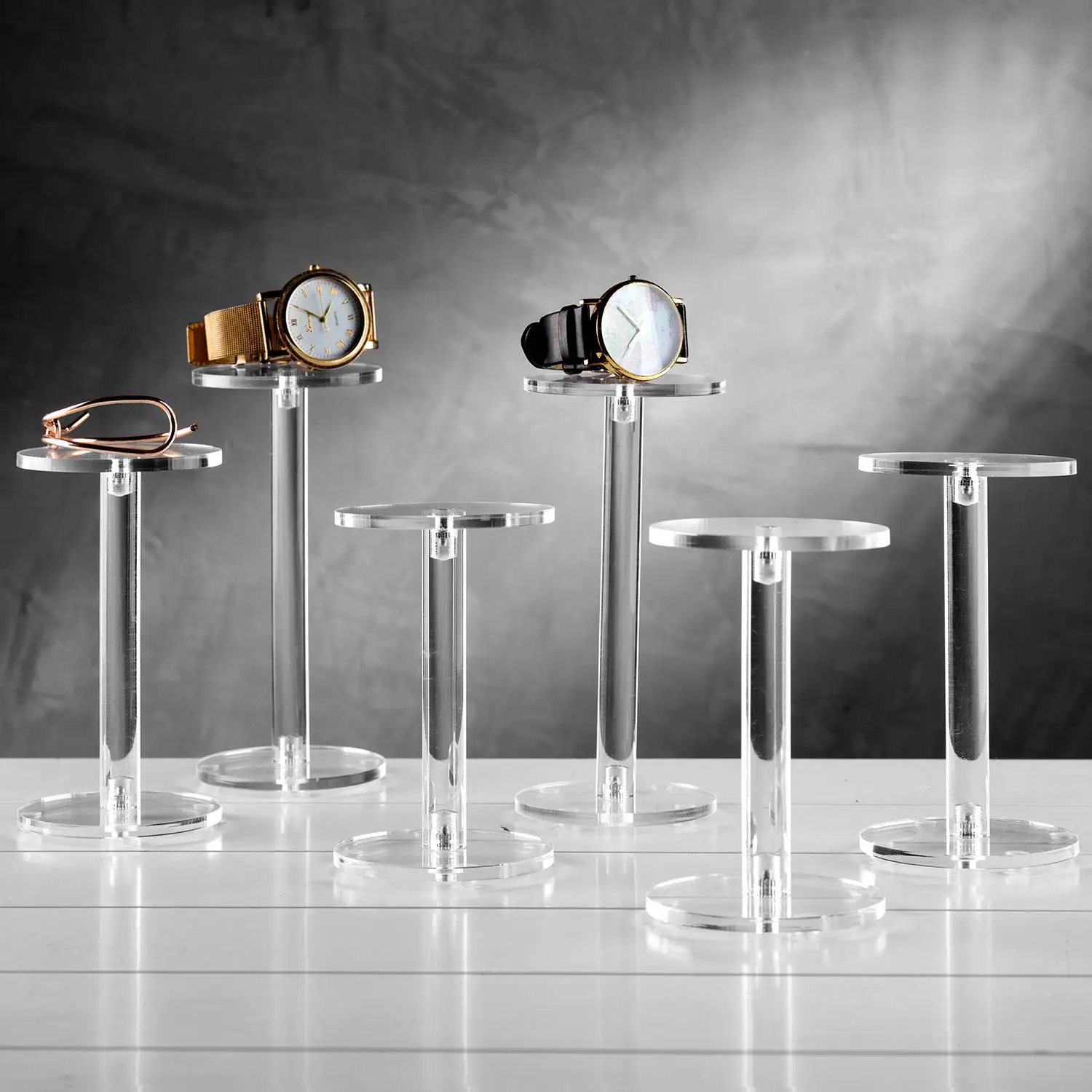 Clear Round Acrylic Display Riser, Jewelry and Watch Display Pedestal, Stands, Set of 3
Clear Round Acrylic Display Riser, Jewelry and Watch Display Pedestal, Stands, Set of 3
