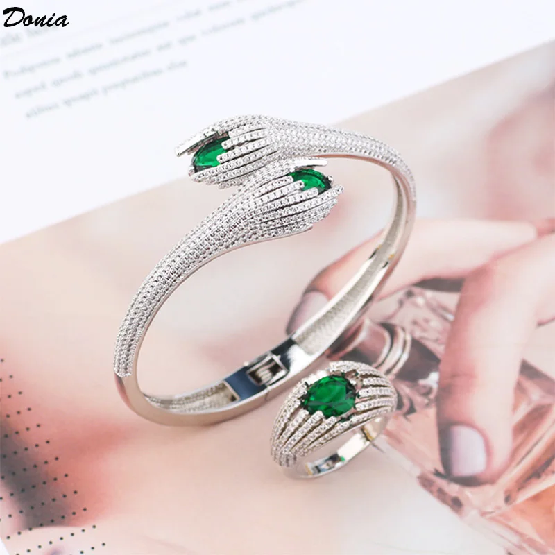 Donia Jewelry European and American luxury green AAA zircon open bracelet zircon fashion bracelet ring set women
Donia Jewelry European and American luxury green AAA zircon open bracelet zircon fashion bracelet ring set women