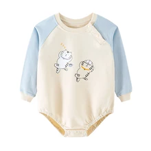 Bundle of Joy Trendy Blue Romper with Playful Cartoon Prints 6-24 Months Baby Boy Bodysuit Kids Clothing
