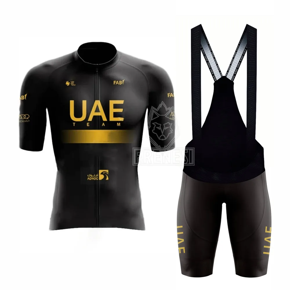 

2023 UAE Team Golden Cycling Jersey Set Men Cycling Clothing Road Bike Shirts Suit Bicycle Bib Shorts MTB Ropa Maillot Cyclisme