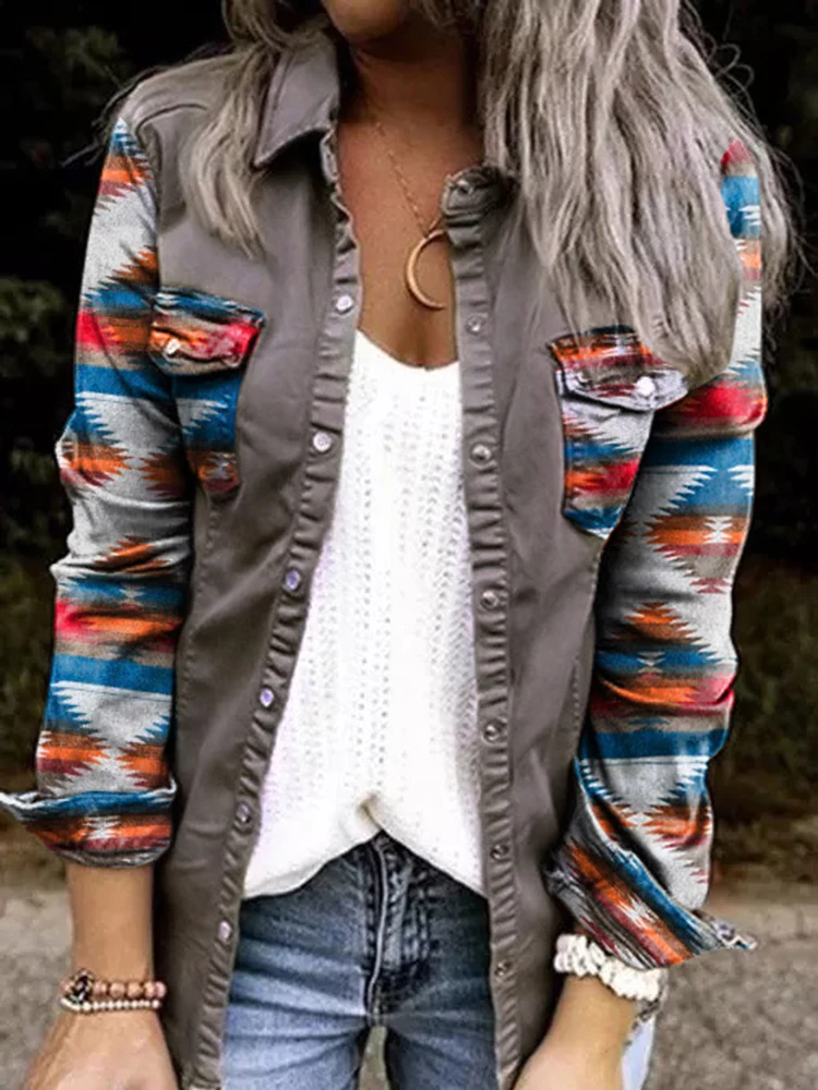 Jacket Women Aztec Print Plaid Shirts Shacket Lapel Long Sleeve Button Down Shirt Coat Fashion Casual Winter Vintage Streetwear
Jacket Women Aztec Print Plaid Shirts Shacket Lapel Long Sleeve Button Down Shirt Coat Fashion Casual Winter Vintage Streetwear
