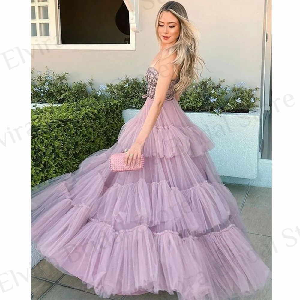 Vintage Tulle Graduation Dresses Multi-Layered Spaghetti Straps Sweetheart Backless A-Line Floor Length Formal Party Gowns 2023
Vintage Tulle Graduation Dresses Multi-Layered Spaghetti Straps Sweetheart Backless A-Line Floor Length Formal Party Gowns 2023