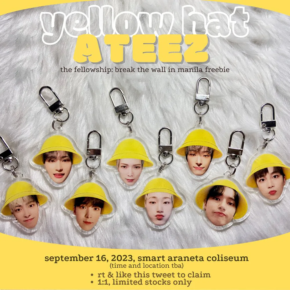 

KPOP ATEEZ Break The Wall World Tour Figure Yellow Hat Acrylic Keyring SAN WOOYOUNG HONGJOONG Keychains Phone Key Pendant Decor