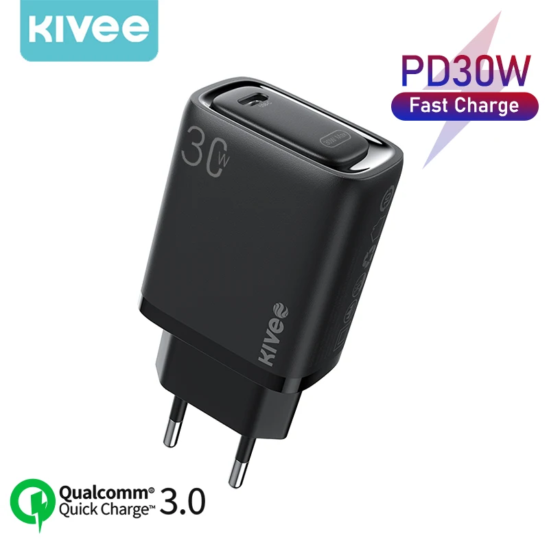 

KIVEE USB C Type C Fast Charger PD 30W PD 3.0 Mini Portable Trave Adapter For IPhone 14 13 12 IPad Xiaomi Laptop Wall Chargers