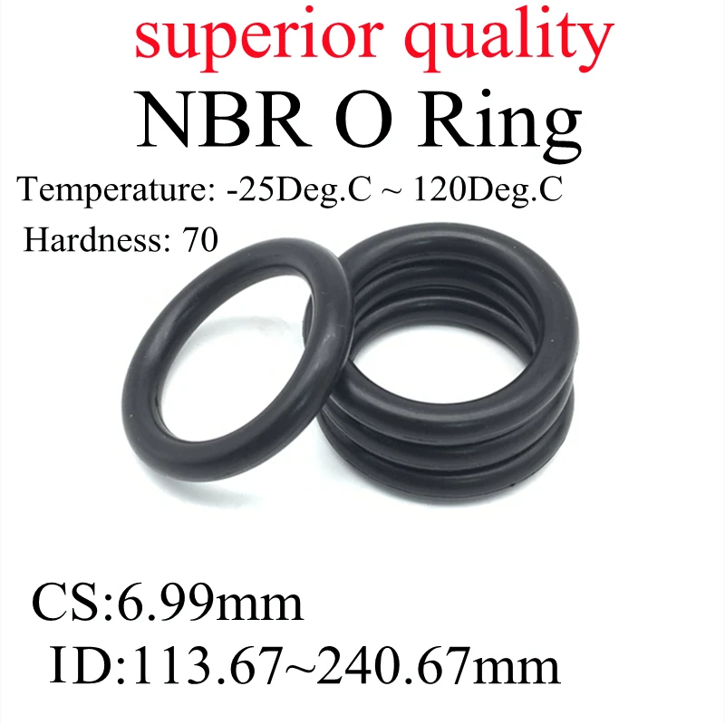 Black O Ring Gasket CS 6.99mm ID113.67 ~ 240.67mm NBR Automobile Nitrile Rubber Round O Type Corrosion Oil Resistant Seal Washer
Black O Ring Gasket CS 6.99mm ID113.67 ~ 240.67mm NBR Automobile Nitrile Rubber Round O Type Corrosion Oil Resistant Seal Washer