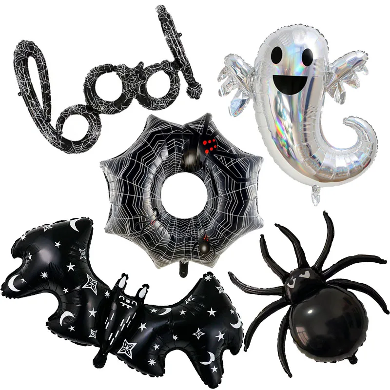 

5pcs Halloween Foil Balloons Ghost Bat Spider Skull BOO Balloon Halloween Decorations Party Supplies Kids Inflatable Toy Globos