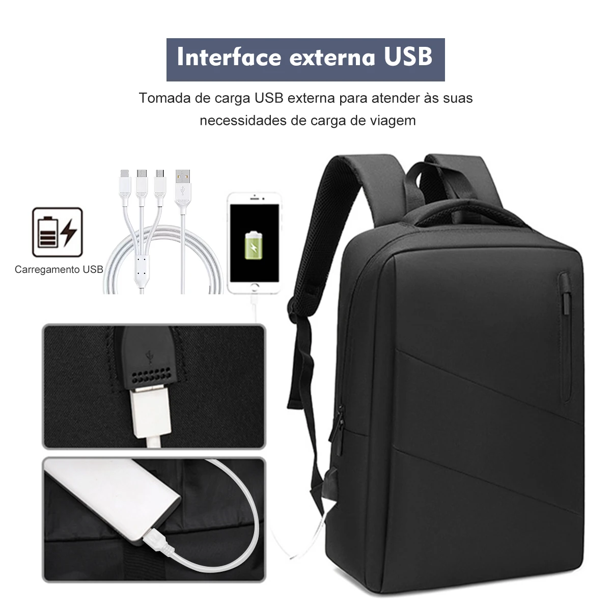 

Mochila de viagem homens negócios estética mochila escolar saco usb expansível grande capacidade 17.3 laptop à prova d' água mod