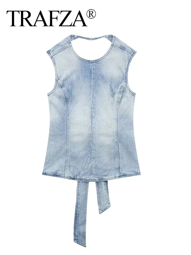 TRAFZA 2023 Summer New Fashion Sexy Backless Bow Cowboy Sleeveless Suspender Splicing Style Women's Top Commuter Wind Suspender
TRAFZA 2023 Summer New Fashion Sexy Backless Bow Cowboy Sleeveless Suspender Splicing Style Women's Top Commuter Wind Suspender