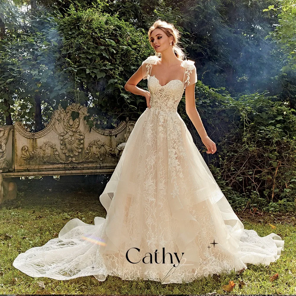 Cathy Romantic Sweetheart Wedding Dresses Delicate Luxury A-Line Tulle Sweep Train Bridal Wedding Robe Custom Vestidos De Boda
Cathy Romantic Sweetheart Wedding Dresses Delicate Luxury A-Line Tulle Sweep Train Bridal Wedding Robe Custom Vestidos De Boda