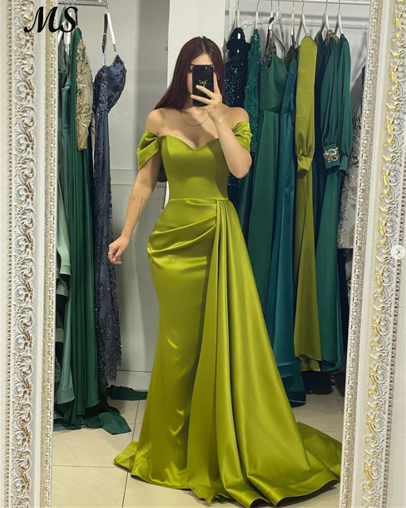 MS A Line Green Satin Silk Evening Dresses Off The Shoulder Sweep Train Long Prom Gowns Sweetheart Floor Length For Women 2022
MS A Line Green Satin Silk Evening Dresses Off The Shoulder Sweep Train Long Prom Gowns Sweetheart Floor Length For Women 2022