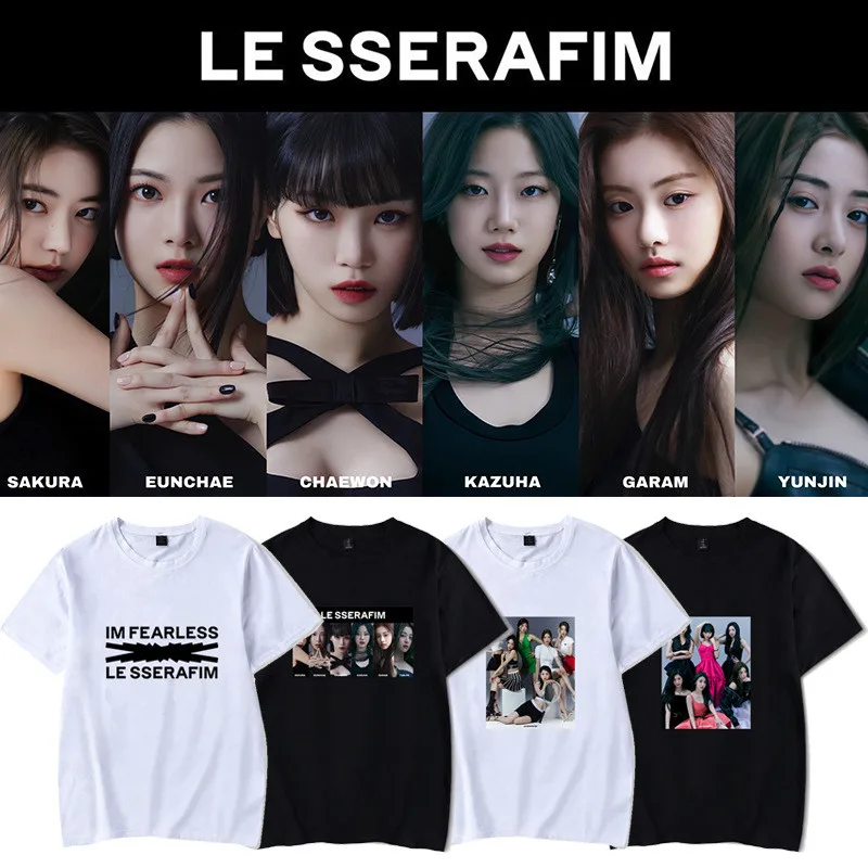 KPOP LE SSERAFIM Debut Song FEARLESS Summer Cotton T-shirt Crew Neck Unisex Loose Wild Casual Streetwear Short Sleeve
KPOP LE SSERAFIM Debut Song FEARLESS Summer Cotton T-shirt Crew Neck Unisex Loose Wild Casual Streetwear Short Sleeve