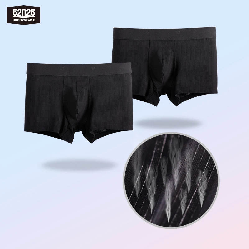 

52025 Men Underwear Boxers 2-Pack Lenzing Modal Breathable Fashion Trunks Men Underwear Sexy Black Boxers 2pcs Lenzing Modal