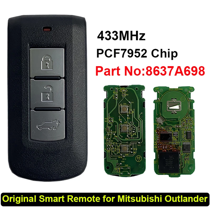 Оригинальный 3-кнопочный смарт-ключ CN011024 для Mitsubishi Outlaner OEM дистанционное управление 433 МГц PCF7952 лезвие Подпись MIT11 часть № 8637A698
Оригинальный 3-кнопочный смарт-ключ CN011024 для Mitsubishi Outlaner OEM дистанционное управление 433 МГц PCF7952 лезвие Подпись MIT11 часть № 8637A698