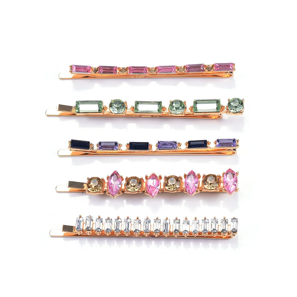 

Hairclip Accessories Jewelry Girls Women Fashion Barrette Hairpin Baguette Bobby Pin Gem Crystal Diamante Hair Clip Slides Set