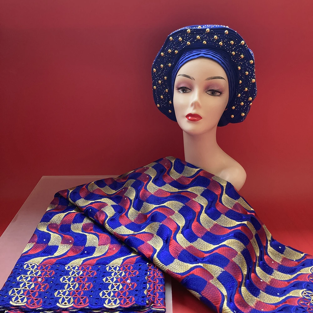 2022 Latest Nigerian Cotton Lace Fabric With Stones For Sew Dress+High Quality African Turban Hat With Colorful Beads Y2652
2022 Latest Nigerian Cotton Lace Fabric With Stones For Sew Dress+High Quality African Turban Hat With Colorful Beads Y2652
