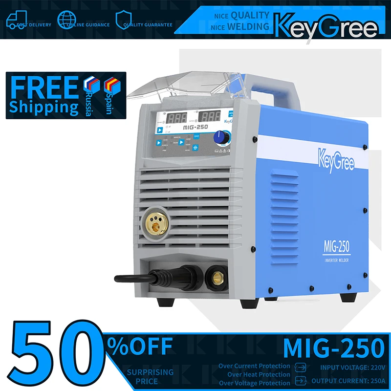 KeyGree Mig250 Multifunction 3 in1 Stick/MIG/Lift TIG Welding Machine Station Gas/Gasless Portable Welder Intelligent Solder
KeyGree Mig250 Multifunction 3 in1 Stick/MIG/Lift TIG Welding Machine Station Gas/Gasless Portable Welder Intelligent Solder