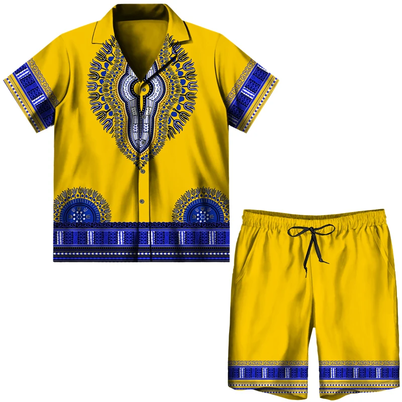Summer Men 3D African Ethnic Print Tracksuit Casual Button Down Short Sleeve Lapel Shirt/Beach Shorts/Suit 2 Pieces Hawaiian Set
Summer Men 3D African Ethnic Print Tracksuit Casual Button Down Short Sleeve Lapel Shirt/Beach Shorts/Suit 2 Pieces Hawaiian Set