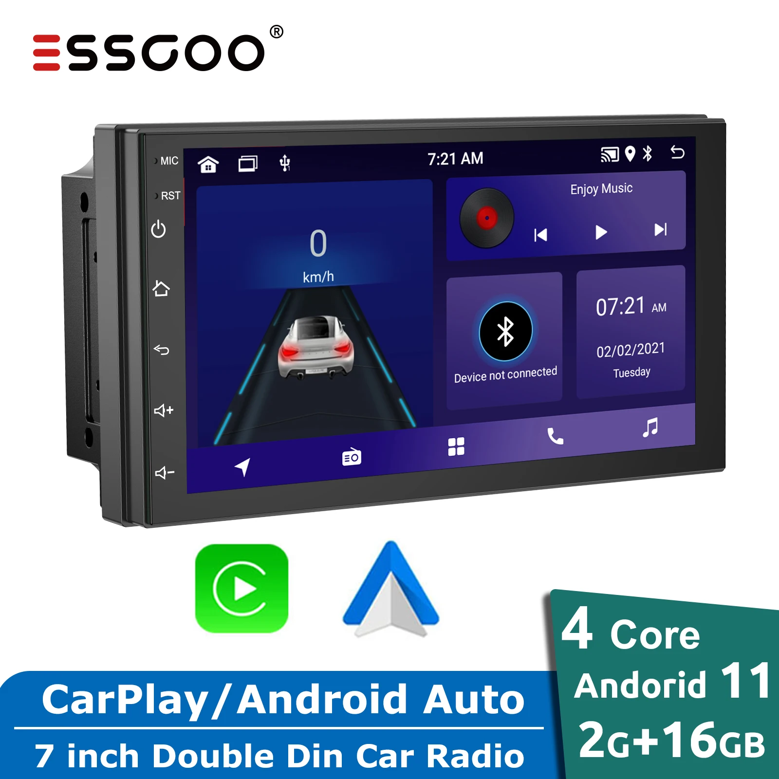 ESSGOO Car Multimedia 7 Inch Screen 2 Din Radio CarPlay WiFi Mirror Link GPS Navigation Stereo Player FM Receiver Universal
ESSGOO Car Multimedia 7 Inch Screen 2 Din Radio CarPlay WiFi Mirror Link GPS Navigation Stereo Player FM Receiver Universal
