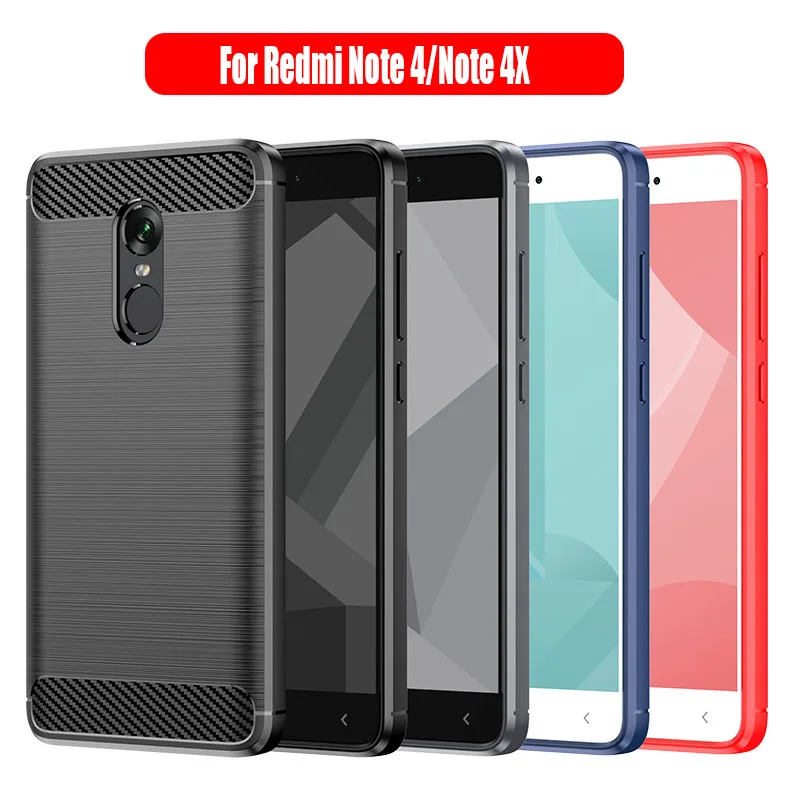 

For Xiaomi Redmi Note 4/Note 4X Case, Phone Cover for Redmi Note 4X, TPU Brushed Soft Protective Case Black Red Blue