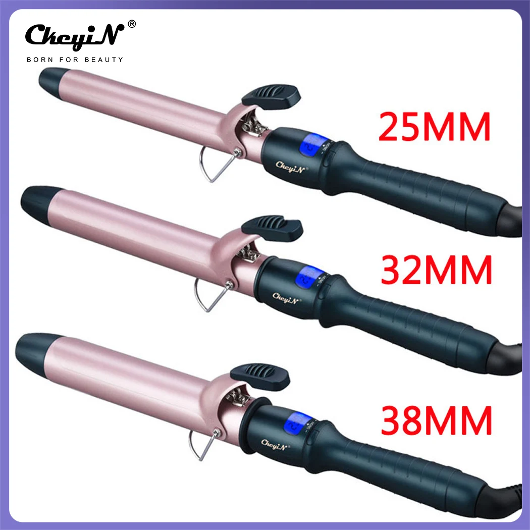 

CkeyiN 25MM 32MM 38MM Professional Hair Curler Roller Electric Ceramic Curling Iron Wand LCD Display Big Curl Hair Styling Tools