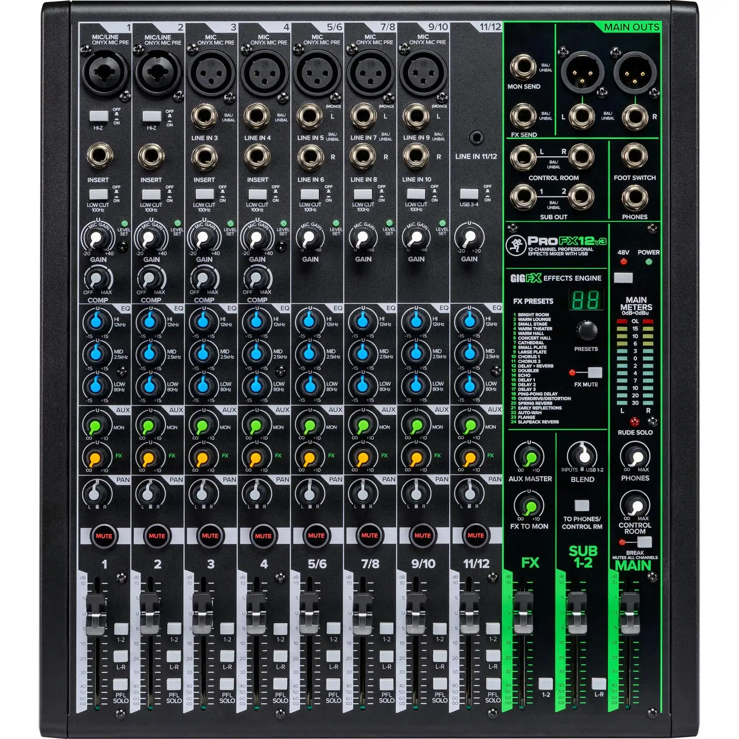 

Low Energy Consumer Mackie pprofx12v3 12-channel mixer with usb and effects pack