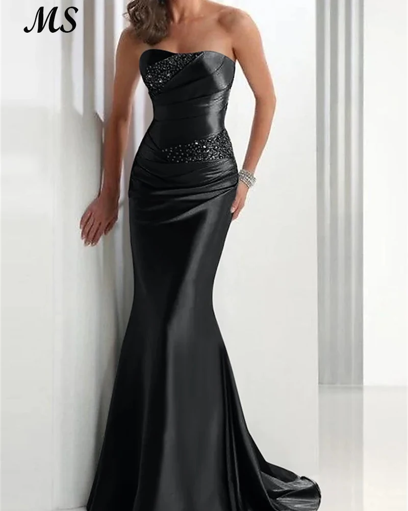MS Mermaid Silk Satin Prom Dress Strapless With Beads Sleeveless Vestido De Festa Long Evening Gowns Formal Party Invite Women
MS Mermaid Silk Satin Prom Dress Strapless With Beads Sleeveless Vestido De Festa Long Evening Gowns Formal Party Invite Women