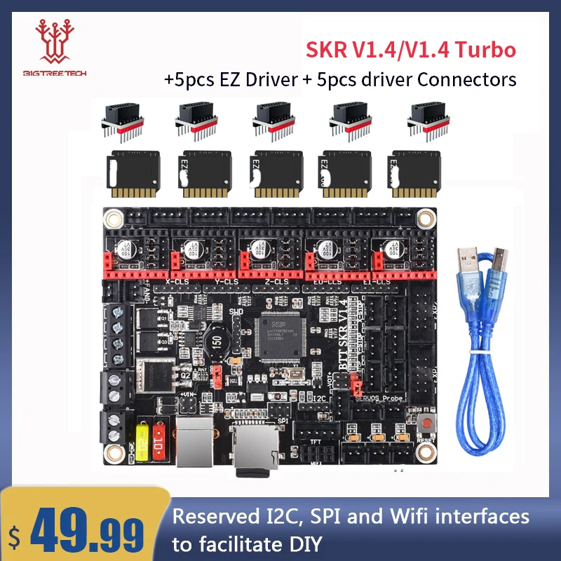 BIGTREETECH BTT SKR V1.4 Motherboard SKR V1.4 Turbo Control Board add EZ2209 EZ5160 Pro Driver 3D Printer VS SKR 2 Octopus V1.1
BIGTREETECH BTT SKR V1.4 Motherboard SKR V1.4 Turbo Control Board add EZ2209 EZ5160 Pro Driver 3D Printer VS SKR 2 Octopus V1.1