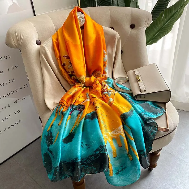 New Silk Scarf Women Bandana Long Large Neck Scarves Classic Horse Animal Pattern Shawls And Wraps Foulard Luxury Brand Hijab
New Silk Scarf Women Bandana Long Large Neck Scarves Classic Horse Animal Pattern Shawls And Wraps Foulard Luxury Brand Hijab