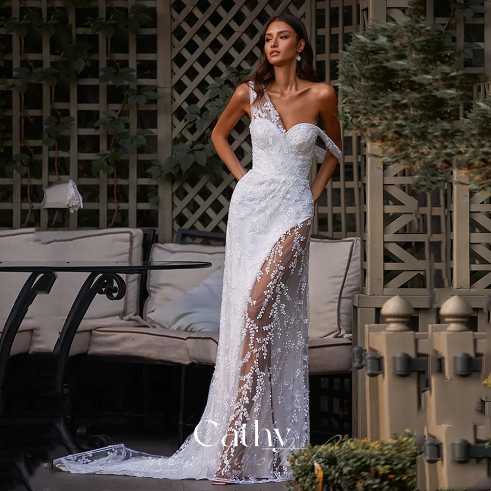 Cathy Sexy Mermaid Bridal Wedding Dresses Elegant Side Slit Tulle Sweeping Train Bridal Dress Custom Vestidos De Boda
Cathy Sexy Mermaid Bridal Wedding Dresses Elegant Side Slit Tulle Sweeping Train Bridal Dress Custom Vestidos De Boda