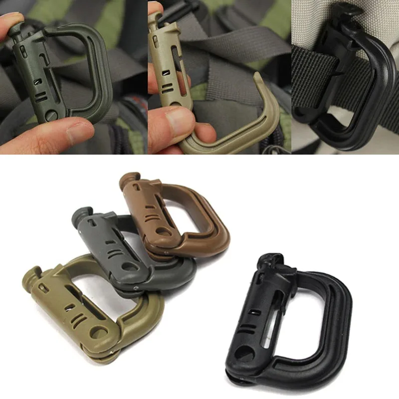 

D-ring Clip Molle Webbing Backpack Buckle Snap Lock Hike Mountain Climb Outdoor Attach Plasctic Shackle Carabiner Grimlock Camp