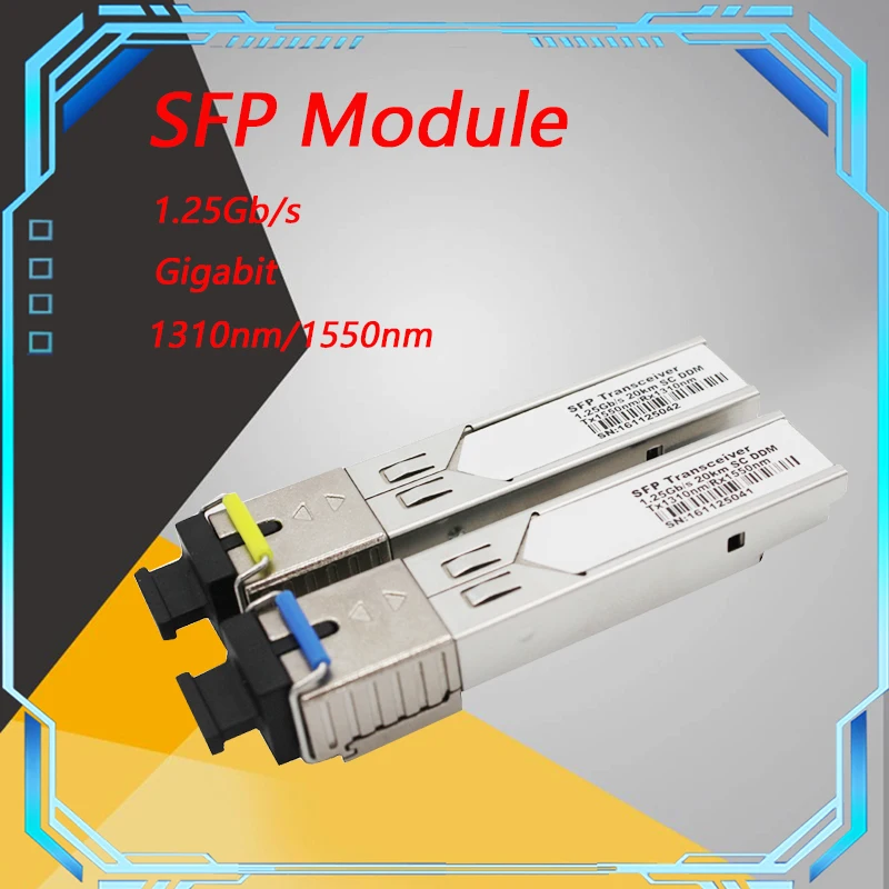 1.25Gb/s Gigabit 20km SFP Module Mini BIDI Fiber Optic Transceiver Single Fiber SM 1310nm/1550nm SC 20km Ethernet Switch
1.25Gb/s Gigabit 20km SFP Module Mini BIDI Fiber Optic Transceiver Single Fiber SM 1310nm/1550nm SC 20km Ethernet Switch