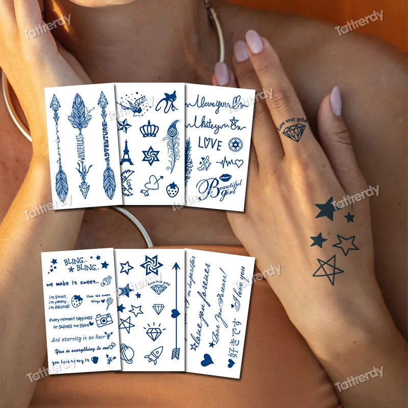 8Pcs/Lot wholesale temporary tattoo sticker herbal juice ink natural body art painting adult hand wrist tattoo fake star words
8Pcs/Lot wholesale temporary tattoo sticker herbal juice ink natural body art painting adult hand wrist tattoo fake star words