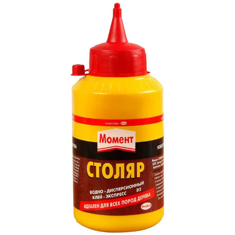 Клей ПВА столярный 750г до 30кг/см2 для деталей из дерева ДСП картона Момент Столяр