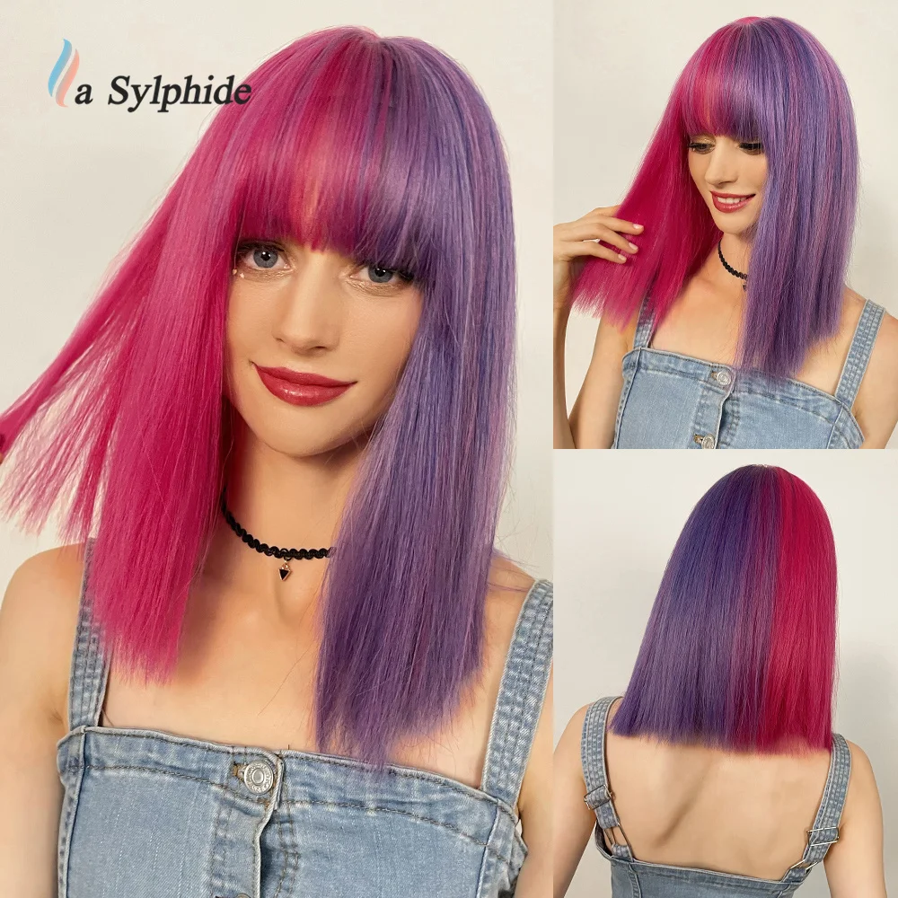 La Sylphide Halloween Daily Party Cosplay Wigs for Woman Bob Purple and Pink Wig with Bangs Good Quality Synthetic Wigs
La Sylphide Halloween Daily Party Cosplay Wigs for Woman Bob Purple and Pink Wig with Bangs Good Quality Synthetic Wigs