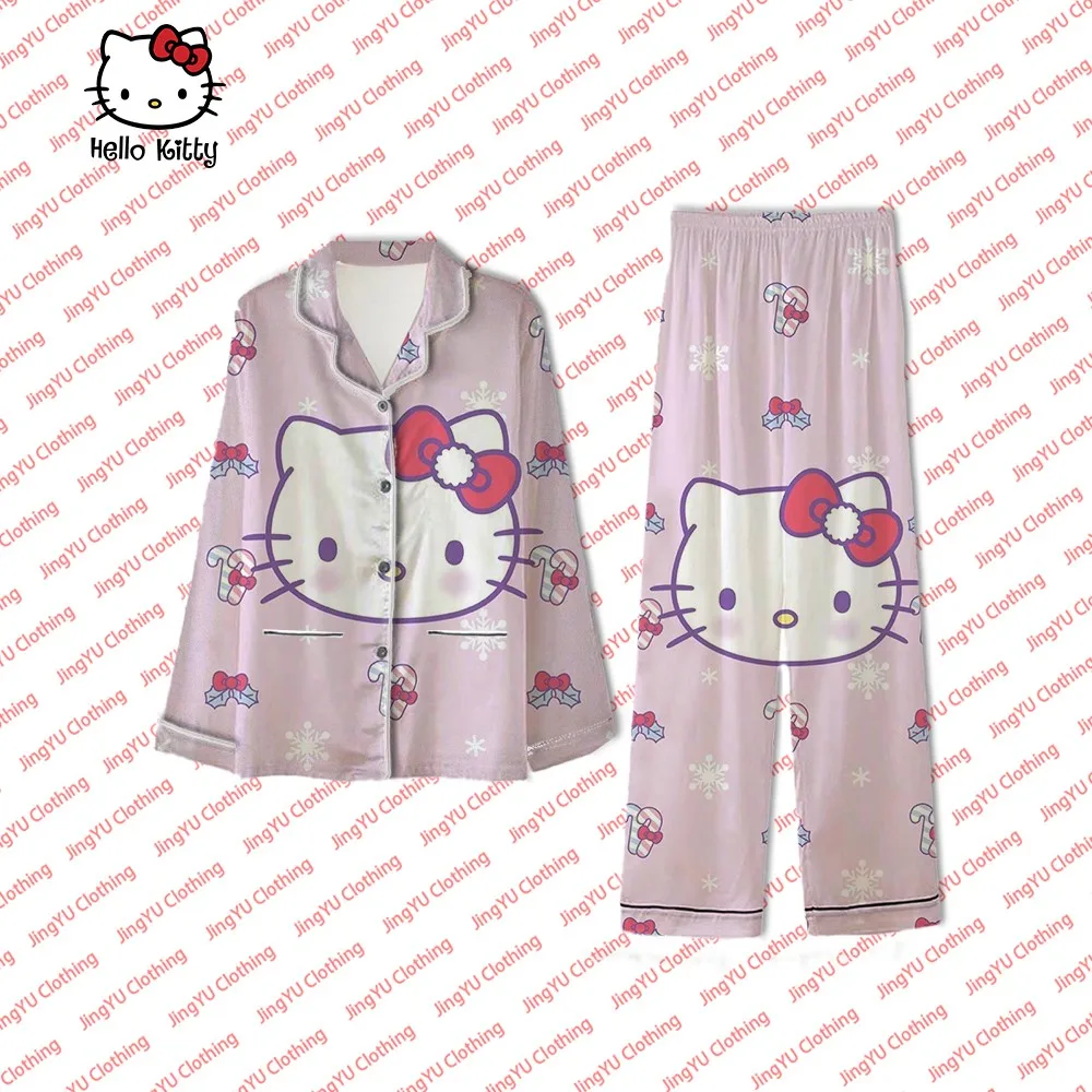 Пижама Hello Kitty Sanrio 2K, повседневный костюм с длинным рукавом из мультфильма Cinnamoroll Kuromi, милый аниме Кардиган для девочек
Пижама Hello Kitty Sanrio 2K, повседневный костюм с длинным рукавом из мультфильма Cinnamoroll Kuromi, милый аниме Кардиган для девочек