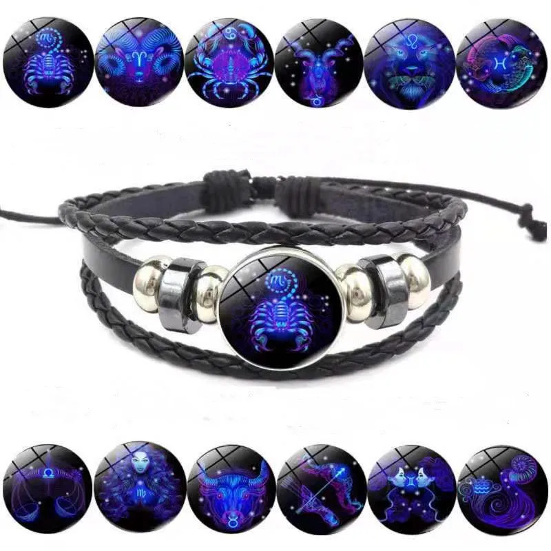 Vintage 12 Constellation Charm Bracelet Luminous Zodiac Sign Leather Bracelet for Men Women Multilayer Braided Wristband Jewelry
Vintage 12 Constellation Charm Bracelet Luminous Zodiac Sign Leather Bracelet for Men Women Multilayer Braided Wristband Jewelry