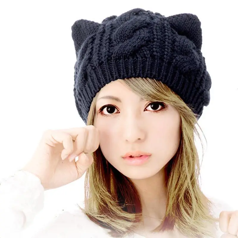 Women's Winter Knit Crochet Braided Cat Ears Beret Beanie Ski Knitted Hat Cap Solid Wool Hat
Women's Winter Knit Crochet Braided Cat Ears Beret Beanie Ski Knitted Hat Cap Solid Wool Hat