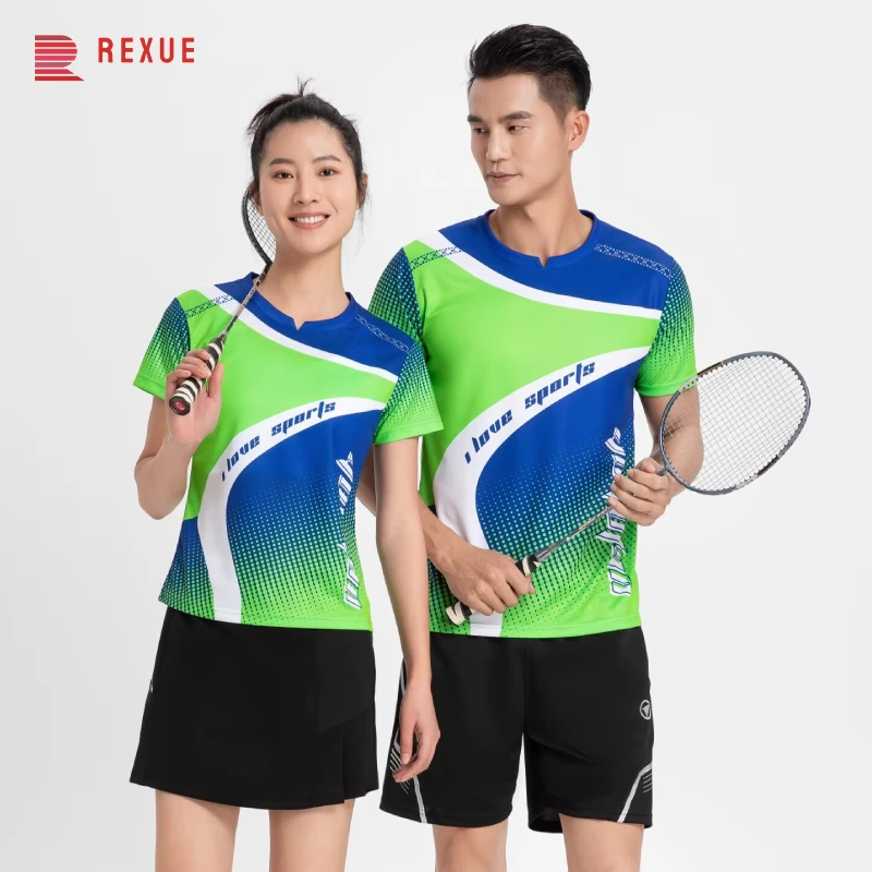 

Женская теннисная рубашка, мужской тренировочный костюм для бадминтона, футболка с коротким рукавом, шорты и юбка для пинг-понга, дышащие, ультра светильник, для занятий спортом в гольф