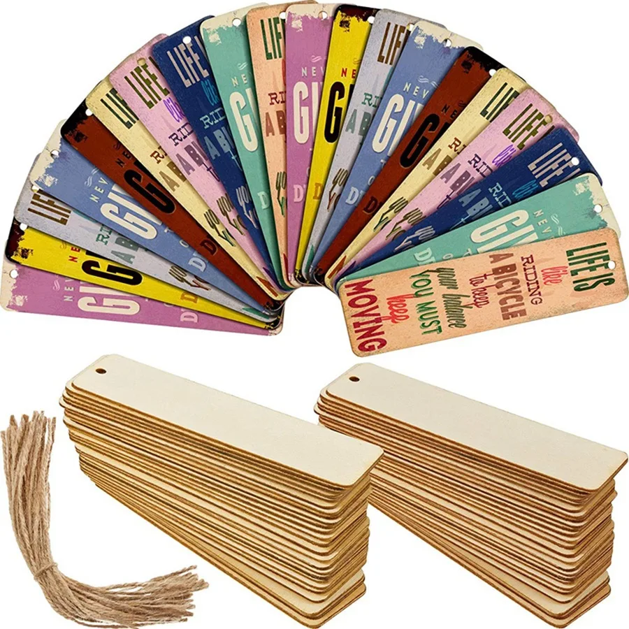 Wood Blank Bookmark DIY Craft Bookmark Hanging Tag Rectangle Ornaments with Rope for Christmas Wedding Birthday Party Decor
Wood Blank Bookmark DIY Craft Bookmark Hanging Tag Rectangle Ornaments with Rope for Christmas Wedding Birthday Party Decor